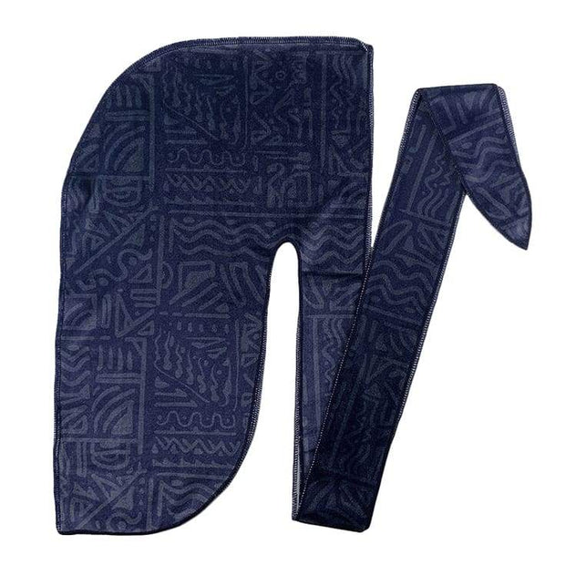 Durag en velours bleu aux motifs Inca